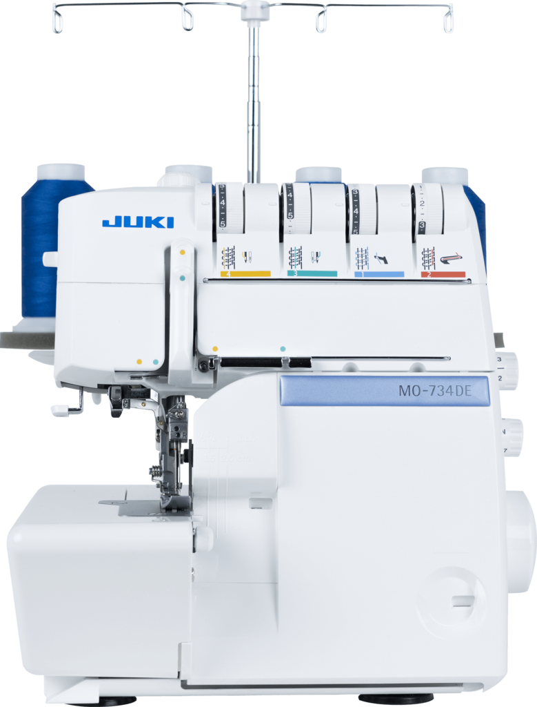 Nähmaschine Memmingen - Weiße Overlock Nähmaschine mit mit diversen Rädchen zum Einstellen der Naht